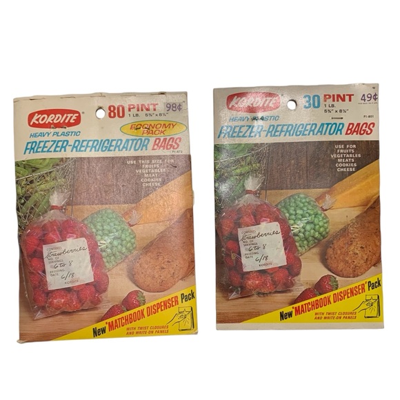 KORDITE Vintage Freezer-Refrigerator Bags Bundle of 2 Packs 80 Pint & 30 Pint - Picture 1 of 5